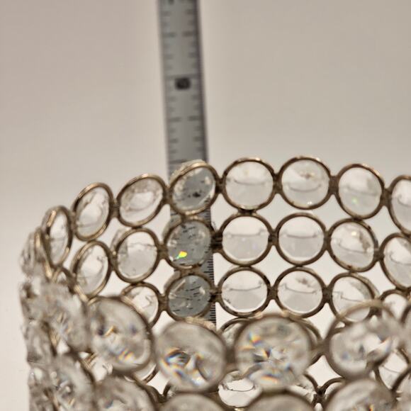 Glamorous Crystal Pillar Votive Holder, Hollywood Silver Decor, 5.25 x 4.5 - Picture 6 of 6